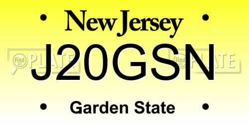 J20GSN New Jersey License Plate