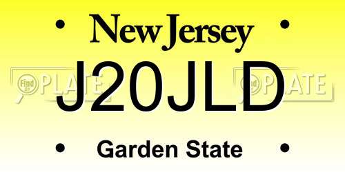 J20JLD New Jersey License Plate