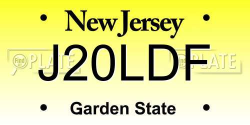 J20LDF New Jersey License Plate
