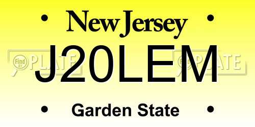 J20LEM New Jersey License Plate