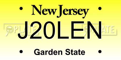 J20LEN New Jersey License Plate