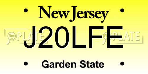 J20LFE New Jersey License Plate