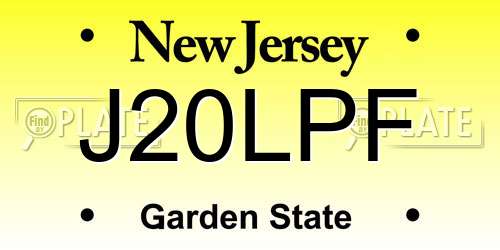 J20LPF New Jersey License Plate