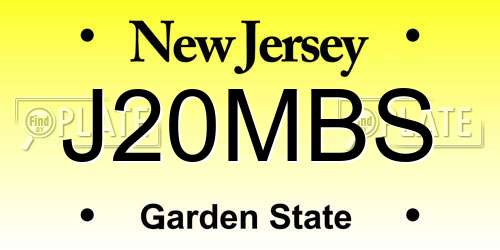 J20MBS New Jersey License Plate