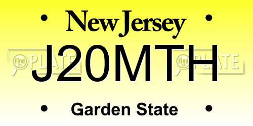J20MTH New Jersey License Plate
