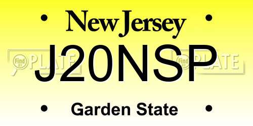 J20NSP New Jersey License Plate