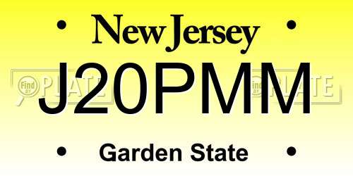 J20PMM New Jersey License Plate