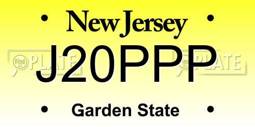 J20PPP New Jersey License Plate