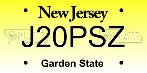 J20PSZ New Jersey License Plate
