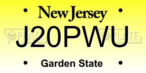 J20PWU New Jersey License Plate