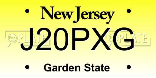 J20PXG New Jersey License Plate