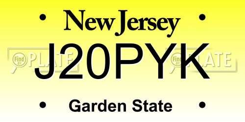 J20PYK New Jersey License Plate