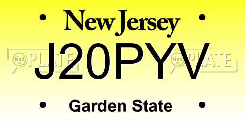 J20PYV New Jersey License Plate