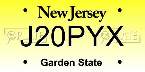 J20PYX New Jersey License Plate