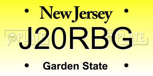 J20RBG New Jersey License Plate