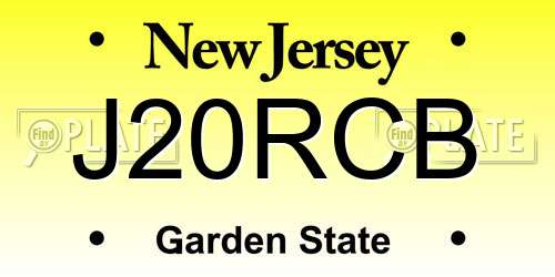 J20RCB New Jersey License Plate