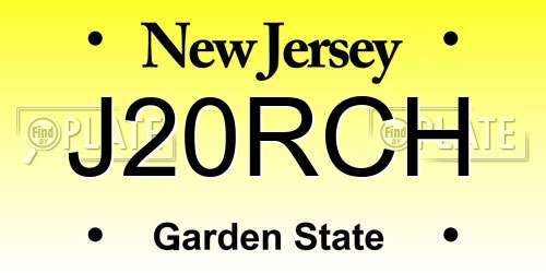 J20RCH New Jersey License Plate
