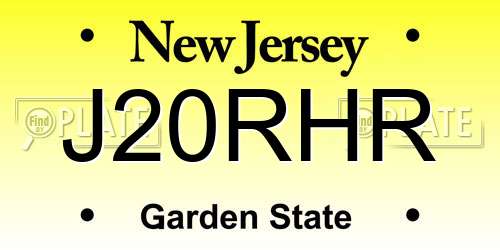 J20RHR New Jersey License Plate