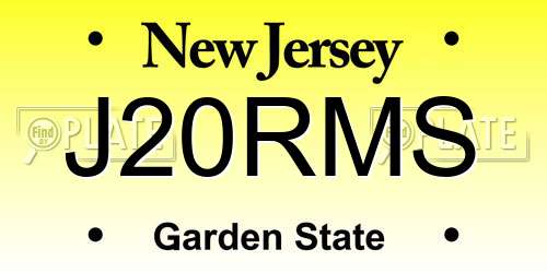 J20RMS New Jersey License Plate