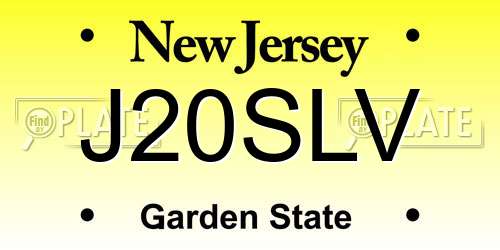 J20SLV New Jersey License Plate