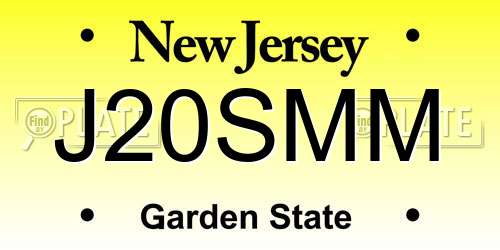 J20SMM New Jersey License Plate