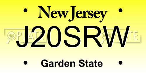 J20SRW New Jersey License Plate