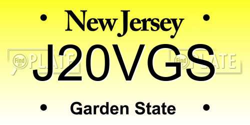 J20VGS New Jersey License Plate