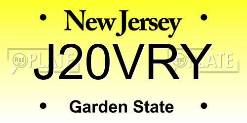 J20VRY New Jersey License Plate
