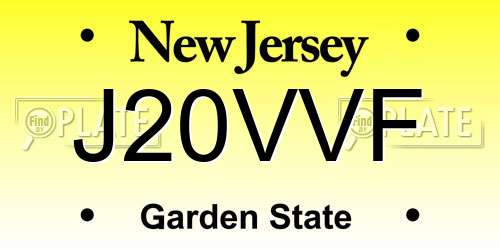 J20VVF New Jersey License Plate