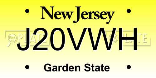 J20VWH New Jersey License Plate