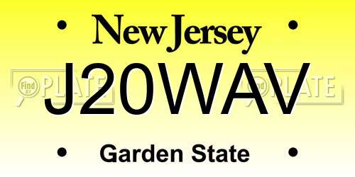 J20WAV New Jersey License Plate