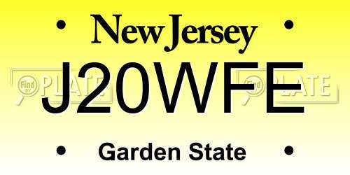 J20WFE New Jersey License Plate
