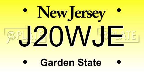 J20WJE New Jersey License Plate