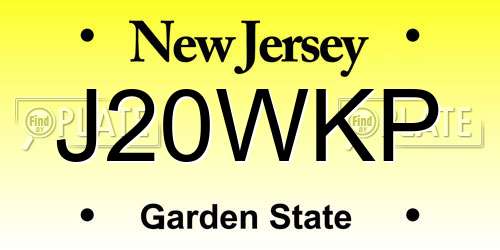 J20WKP New Jersey License Plate