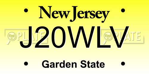 J20WLV New Jersey License Plate