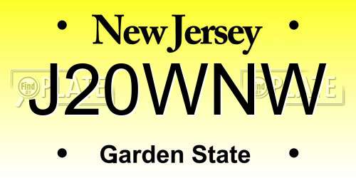 J20WNW New Jersey License Plate