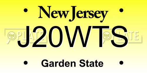 J20WTS New Jersey License Plate