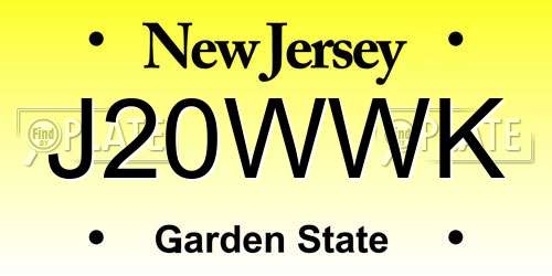 J20WWK New Jersey License Plate