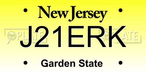 J21ERK New Jersey License Plate
