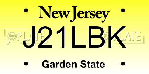 J21LBK New Jersey License Plate