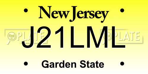 J21LML New Jersey License Plate