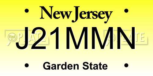 J21MMN New Jersey License Plate