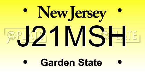 J21MSH New Jersey License Plate