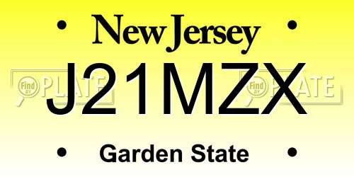 J21MZX New Jersey License Plate
