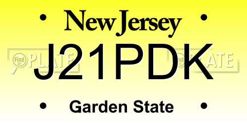 J21PDK New Jersey License Plate