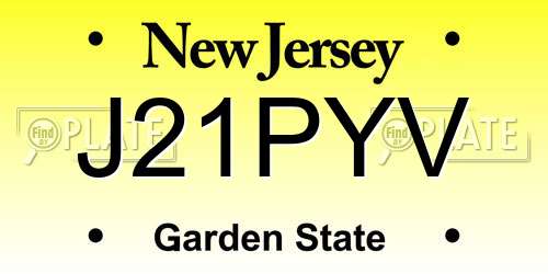 J21PYV New Jersey License Plate