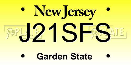 J21SFS New Jersey License Plate