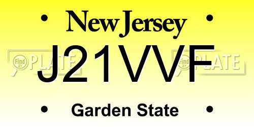 J21VVF New Jersey License Plate