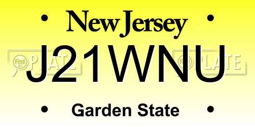 J21WNU New Jersey License Plate