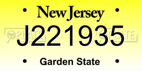 J221935 New Jersey License Plate